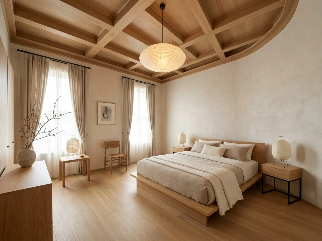 Render generato: la stessa camera in stile contemporaneo